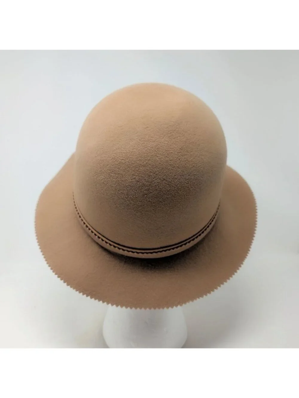 Vintage 60s Pappagallo Tan Hat Cloche Felt Wide Brim
